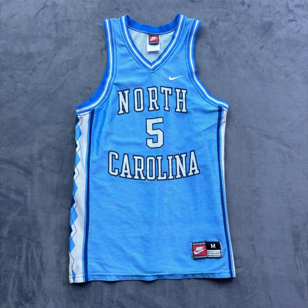 Vintage Nike North Carolina Tar Heels #5 Basketball Jersey Blue Medium UNC